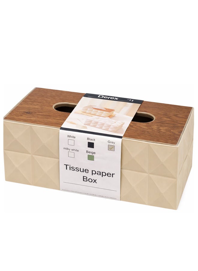 Beige Modern Tissue Box Cover with Lid – Decorative Rectangular Tissue Holder for Bathroom, Living Room, Bedroom & Office Beige